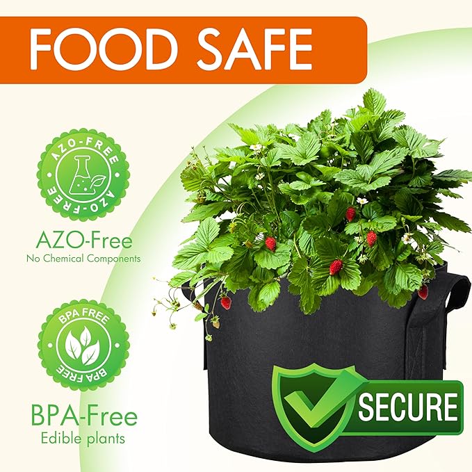 Gardzen 20-Pack 3 Gallon Grow Bags, Aeration Fabric Pots with Handles, Pot for Plants