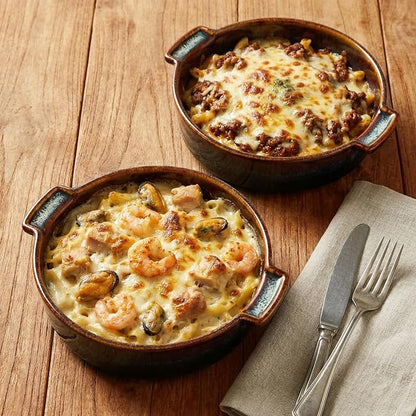 Ceramic Casserole Baking Dish - 28 Ounces Baking Dish for Oven, Lasagna Pans, Oven Safe Durable Bakeware for Kitchen Home Decor, Banquet and Dinner, Round 2 pieces 7.7 x 7.7 Inch