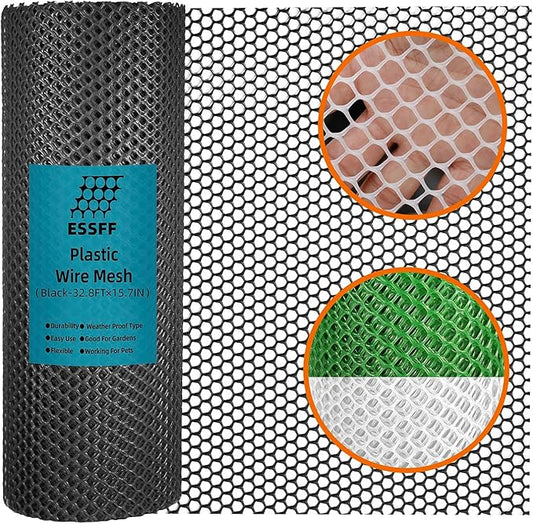 Pet & Garden Safeguard - 15.7IN x 32.8FT Roll - Black Plastic Netting, Multi-Use Decorative Fencing for Poultry, Dogs, Rabbits,Chicken and Snake Barrier