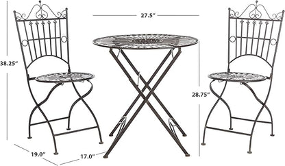 SAFAVIEH PAT5020A Outdoor Collection Belen Pearl White 3-Piece Bistro Set
