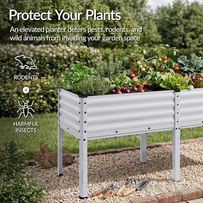 Best Choice Products 72x24x30in Non Toxic Galvanized Raised Garden Bed, Metal Elevated Planter Box, Vegetable Garden, 100% Non Toxic Materials - Moonlight Gray