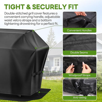 Grill Cover 65 Inch & Under Grill Mat,Waterproof Fade Resistant Anti-UV Barbecue Grill Cover & Weather Protection BBQ Cover for Griddle Outdoor,Compatible with Weber Nexgrill Charbroil Grill
