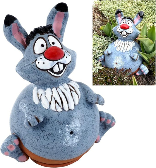 Ceramic Garden Decor - Bunny Lawn Stake - Outdoor Statue - Perfect, Unique Gifts for Gardeners Woman, Men, Yard Gifts - Handmade, Frostproof