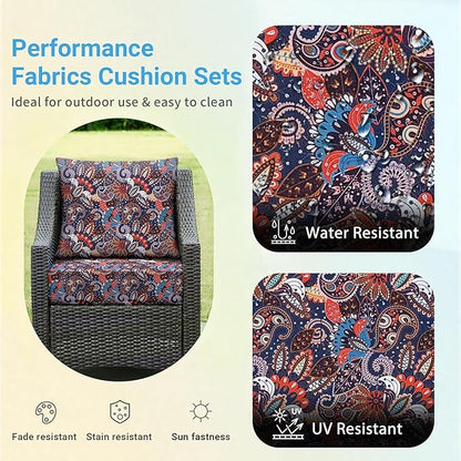 Outdoor Cushions for Patio Furniture,Outdoor Seat Cushion Set 24 x 24 x 4 Inch,Waterproof & Fade Resistant Outdoor Chair Cushions, Patio Chair Cushion, Artistic Floral