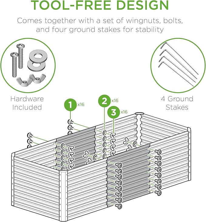 Best Choice Products 4x2x2ft Outdoor Metal Raised Garden Bed, Deep Root Planter Box for Vegetables, Flowers, Herbs w/ 119 Gallon Capacity - Wood Grain