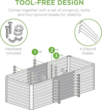 Best Choice Products 4x2x2ft Outdoor Metal Raised Garden Bed, Deep Root Planter Box for Vegetables, Flowers, Herbs w/ 119 Gallon Capacity - Wood Grain
