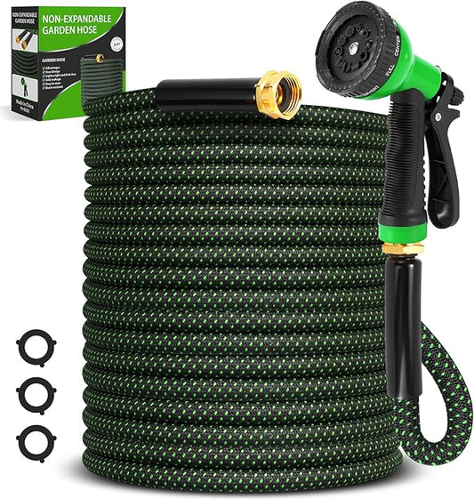 Garden Hose 50ft, Non-Expanding Flexible Hose with 10 Function Nozzle, Lightweight, Kink Free, Sturdy, Leak-Proof, Portable, Water Hose 50ft for Outdoor, Yard, Lawn, Car Wash and Camper Use