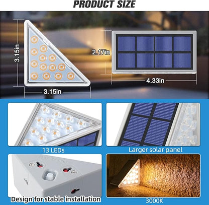 NIORSUN Solar Step Lights,6 Pack Warm White Solar Stair Lights Outdoor Waterproof IP67 Auto On Off,Solar Lights for Steps,Stair,Patio,Yard,Porch,Front Door,Sidewalk,Deck Decor