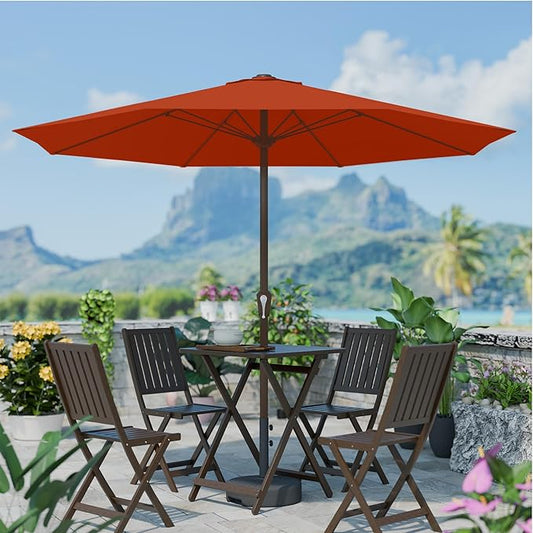 PatioKingdom 11FT Patio Umbrella,Outdoor Umbrella with Push Button Tilt and Crank,Market Table Umbrella with 8 Sturdy Fiberglass Ribs UV Protection(Orange, 11FT)
