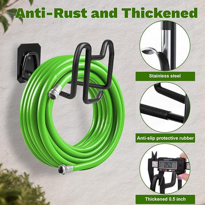 Garden Hose Holder Wall Mount Water Hose Holders for Outside | Metal Hose Hanger with Hook Heavy Duty Garden Hose Reel for Outside Yard Lawn Storage