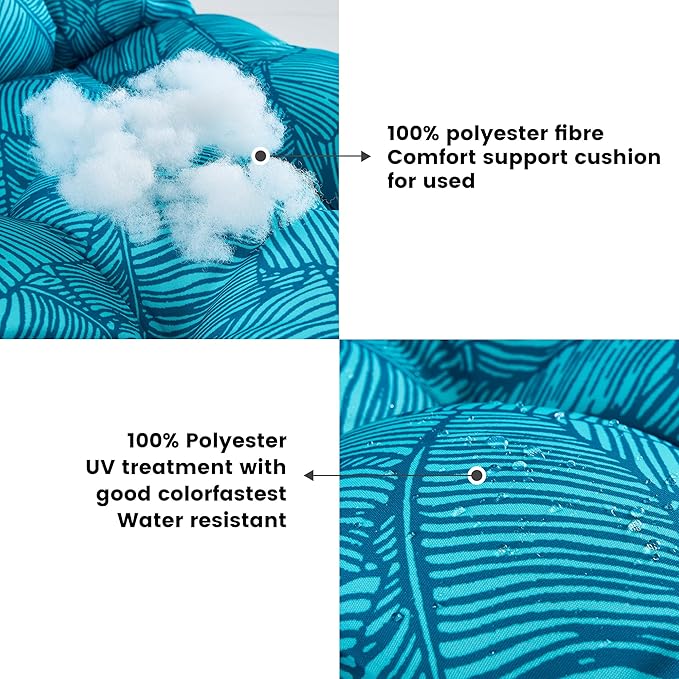 ARTPLAN Seat/Back Outdoor Chair Cushion,Set of 4 Patio Chair Cushion with Tie,Tufted Replacement for Patio Furniture,40x20x4 Inches,4 Count,Floral