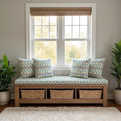 ROFIELTY Custom Size Bench Cushion for Indoor/Outdoor Patio Furniture/Window Seat 90+ Colors to Choose from,High-Resilience Foam,Double Piping Outdoor Bench Cushion Waterproof