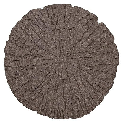 Tierra Verde 4-Pack 18”x18” Fake Cracked Log Rubber Stepping Stones, Round, Brown – Reversible Non-Slip Outdoor Faux Decorative Set for Landscaping – DIY Decor for Walkways & Yard Pathways