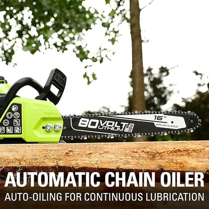 Greenworks 80V 16" Brushless Cordless Chainsaw (Great For Tree Felling, Limbing, Pruning, and Firewood / 75+ Compatible Tools), Tool Only