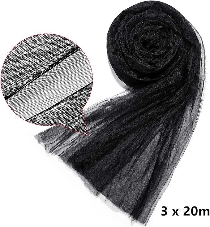 Zonon Mosquito Netting Garden Insect Mesh Netting Garden Patio Mesh Screen Net Fly Insect Bug Bird Net Barrier for Patio Balcony Porch Gazebo Vegetables Fruits Plant Protection(9.84 x 65.62 ft,Black)
