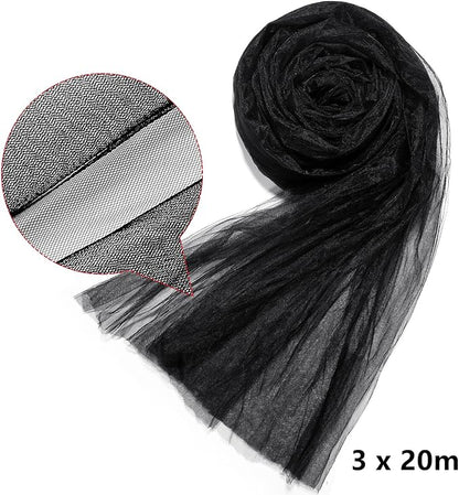 Zonon Mosquito Netting Garden Insect Mesh Netting Garden Patio Mesh Screen Net Fly Insect Bug Bird Net Barrier for Patio Balcony Porch Gazebo Vegetables Fruits Plant Protection(9.84 x 65.62 ft,Black)