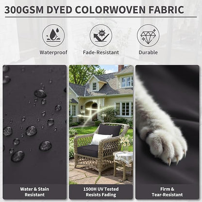 Premium Outdoor Seat Cushion Chair Cushions for Patio Furniture 24 L X 24 W X 5 H Waterproof & Fade Resistant Deep Seat and Backrest Cushion Set with Removable Covers for Chair, Sofa