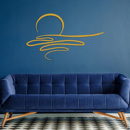 Sunrise Metal Wall Art, Sunset Metal Wall Decor for Living Room, Sunshine Line Art Home Decor Outdoor Indoor, Sun Design Modern Artwork for Walls, Abstract Sunset Wall Decor, Housewarming Gifts