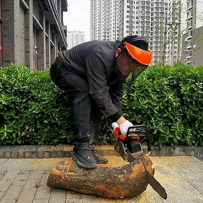 Safety Mask with Mesh Visor for Chainsaw Trimmer Pole Pruners, Protective Mask and Mesh Mask for Face Protection （Orang）