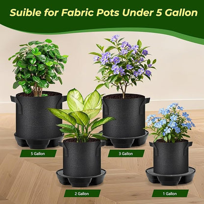 MultiOutools 4 Pack Self Watering Pot Base with 5 Gallon Fabric Grow Bag, Self Water Pots for Indoor Plants, Auto Watering Plant Saucer for Fabric Planters for Garden Outdoors
