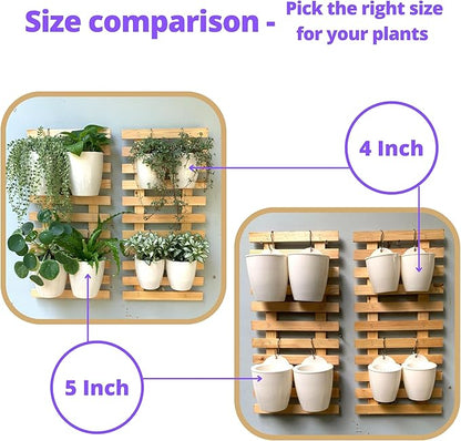 LáLáGreen Wall Planters for Indoor Plants - 10 Pack, 4 Inch Self Watering Planters and Pots, White Wall Mount Planter Plant Holder, Modern Hydroponic Wall Pots Vertical Living Plant Garden Decor