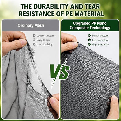 Stronger Garden Mesh Netting - 10 x 20 ft, PE Ultra-Fine Mesh Bird Barrier Net for Plants & Vegetables, OutdoorPatio Balcony Terrace Screen, Tear-Resistant Breathable Shade Netting | Black (33% Shade)