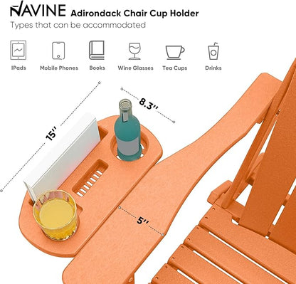 Adirondack Chair Set of 4, HDPE Folding Adirondack Chair with Multifunctional Cup Holder, Weather Resistant Fire Pit Chair for porches, patios, poolsides, Decks.