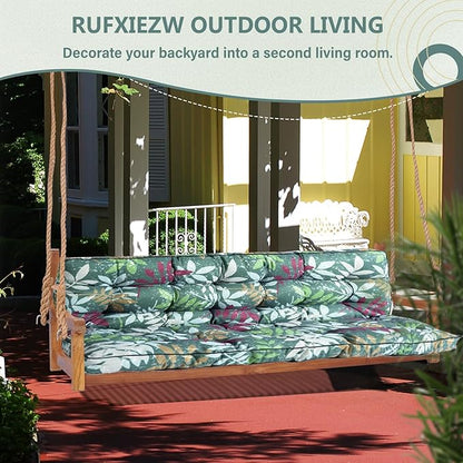 2/3 Seater Swing Replacement Cushion, Waterproof Porch Swing Cushions with Backrest, Thickened Bench Cushions for Outdoor Furniture, for Outdoor Patio Swing (Flower Color, 55 * 40in)