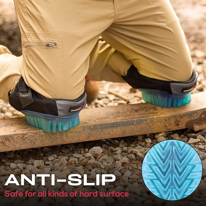 SAFE HANDLER Professional Gel Knee Pads with Foam Padding & Tough Abrasion Resistant Shell, Non-Marring Cap, Adjustable Velcro Strap, Non-Skid, Comfortable & Heavy Duty Knee Protection for Work