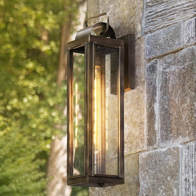 Hinkley Sag Harbor Large Wall Mount Lantern - Heritage Collection, 1-Light, Traditional, Aluminum, Clear Glass - Burnished Bronze Finish