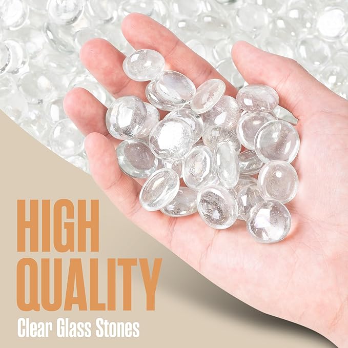 Houseables Glass Marbles, Glass Beads for Vases, Marbles for Vases, 25LB, 2500, Clear Beads, Clear Gems, Fillers for Centerpieces, Decorative Rocks, Flat, Stones, Pebbles, Crafts, Plants, Fish Bowl