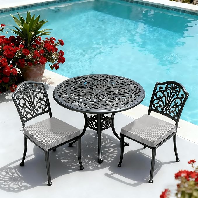 LVTXIII Outdoor Seat Cushions Seasonal Replacement Chair Cushions, Patio Chair Pads with Ties for Dining Chairs and Garden Furniture, Square Back, 22"x22"x3", 2 Pack, Strip Grey