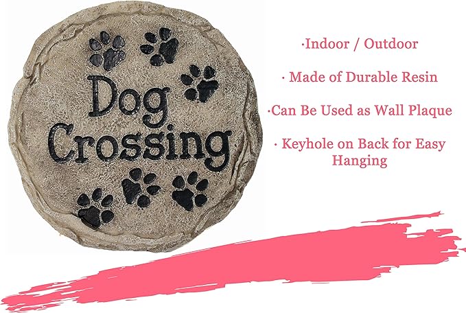 Spoontiques - Garden Décor - Dog Crossing Stepping Stone - Decorative Stone for Garden (Pack of 10)