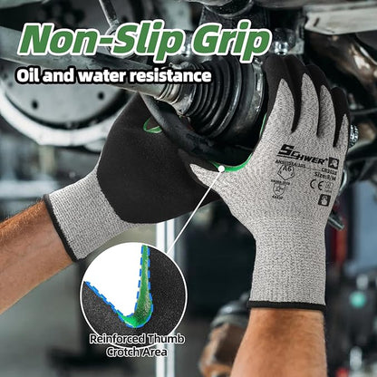 Schwer 6 Pairs Cut Resistant Work Gloves ANSI A6 Cut Proof Glove CR3028, with Reinforced Thumb, Touchscreen Working Gloves for Men and Women Used for Woodworking, Glass Cutting, Construction, S