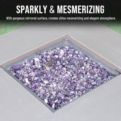 Skyflame 1/2 Inch Purple Reflective Fire Glass for Fire Pit Table Fireplace and Landscaping