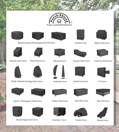 Porch Shield Patio Table Cover - Waterproof Outdoor Dining Table and Chairs Furniture Set Cover Rectangular - 75 x 43 inch, Black