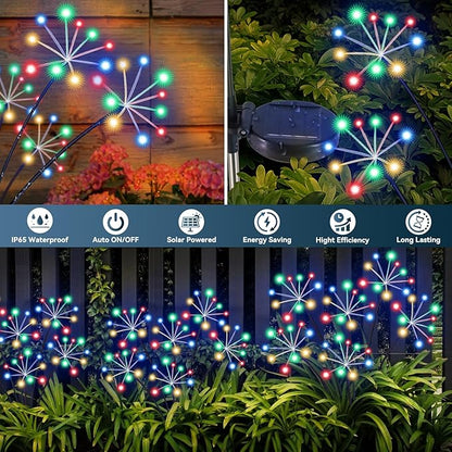 Slyuexu Solar Garden Lights 2 Pack Waterproof Swaying Starburst Light Solar Outdoor Lights for Yard Patio Walkway Pathway Party Wedding Decoration, Unique Gifts for Women, Multicolor