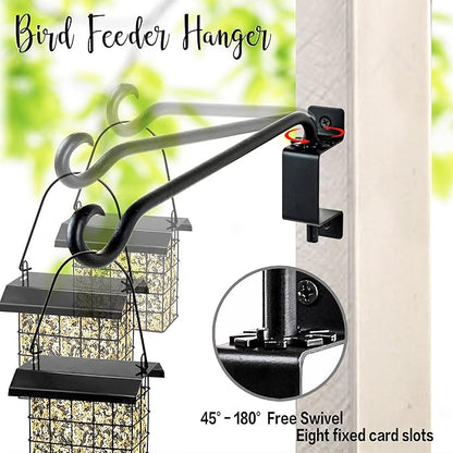 Qiang Ni Plant Hanger Outdoor: 12 Inch Bird Feeder Bracket for Garden Patio Decor - 2 PCS Swivel Adjustable Wall Mount Plant Hook for Hanging Flower Baskets