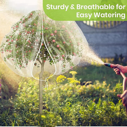 2Pcs Large 10x10FT Fruit Tree Netting with Zipper, Drawstring - Mesh Bags Covers for Garden Protection - Insect Bird Tree Nets for Fruit Trees, Blueberry Bushes, Flower and More
