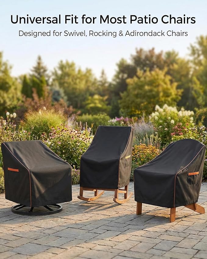 Outdoor Waterproof Patio Chair Covers, Heavy Duty oxford coating Weather Resistant Patio Furniture Covers 600D 35W x 37D x 36H inches 2-Pack, Black