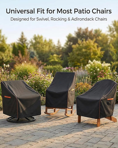 Outdoor Waterproof Patio Chair Covers, Heavy Duty oxford coating Weather Resistant Patio Furniture Covers 600D 35W x 37D x 36H inches 2-Pack, Black