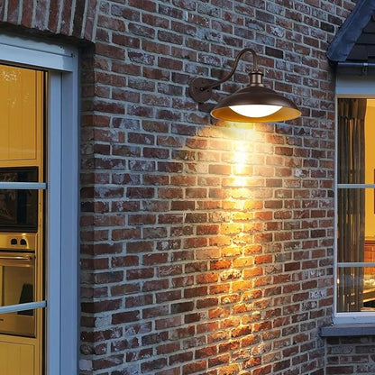 Dusk to Dawn Outdoor LED Barn Lights, 16 Inch Large Farmhouse Exterior Wall Light Fixtures with Adjustable Color Temperature, Modern Bronze Porch Lights Outside for House Garage Doorway
