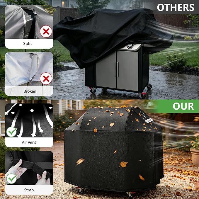 [Upgraded 1000D Heavy Duty Fabric] 63 inch Grill Cover for Weber Genesis 300 Series or II 300 Series and New 2022 Genesis 300,Waterproof 3 Burner Grill Cover,Rip-Proof BBQ Cover,Compared to Weber 7757