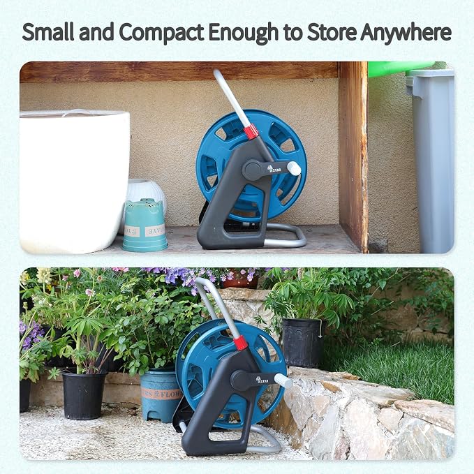 Garden Water Hose Reel Cart,Holds 50-60 Ft of 5/8 Inch Hose, Portable Hose Pipe Holder for Outside