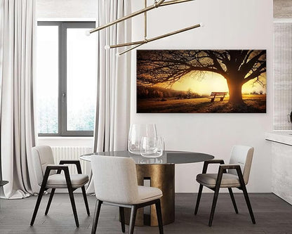 Muolunna BK4098 Wall Art Decor Canvas Print Picture Big Trees in Sunset 1 Panel Golden Sunset Forest Natural Landscape Painting Artwork for Living Room Bedroom Office Home Wall Decor