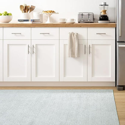 Dash & Albert Herringbone Navy Machine Washable Rug, 9.5 X 13.5 Feet, Blue Geometric Pattern