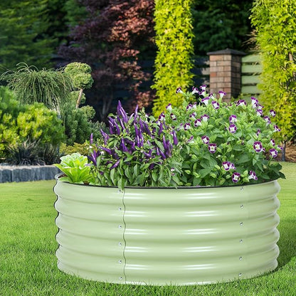 Aoodor 17" Tall 42" Metal Raised Garden Bed, Outdoor Planter Box and Raised Garden Kit for Vegetables, Flowers, Tomatoes Carrots and Herbs, Olive Green