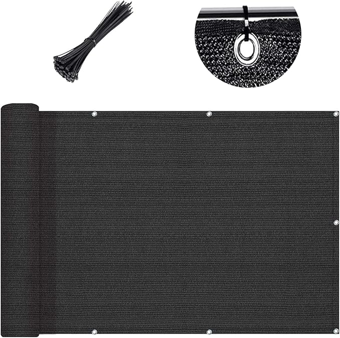 SUNLAX Custom Size 2.5'x14' Black Fence Covering Privacy Screen Windscreen with Bindings & Grommets,Heavy Duty for Commercial and Residential, 90% Blockage, Cable Zip Ties Included