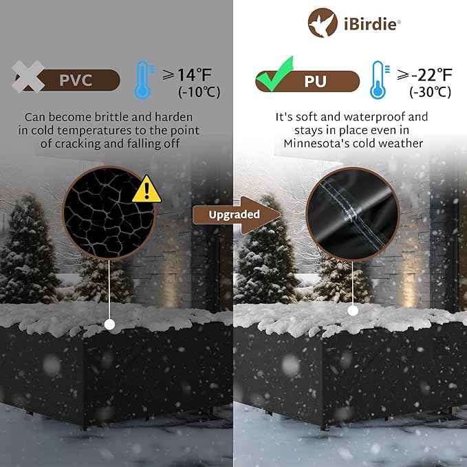 iBirdie Outdoor Patio Furniture Set Covers 180 x 96 inch Waterproof Weatherproof Rectangular Cover, Heavy Duty 600D for Outside Extra Large Dining Table and Chairs