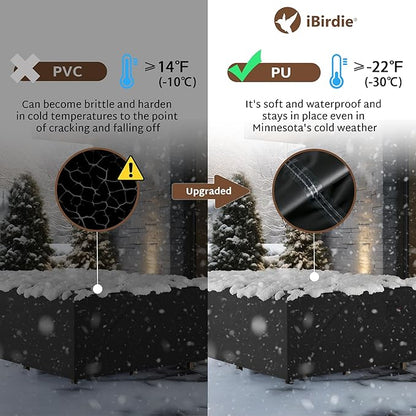 iBirdie Outdoor Patio Furniture Set Covers 144 x 110 inch fit 9 x 12 ft, 108 x 138 inch Table, Waterproof Weatherproof Rectangular Cover, Heavy Duty 600D for Outside Dining Table and Chairs